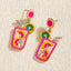 1 Pair Geometric Alloy Drop Earrings with Beaded Cocktail Glass Design