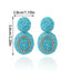 1 Pair Handmade Raffia Color Block Drop Earrings for Vacation