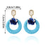 1 Pair Tropical Round Flower Raffia Rhinestone Drop Earrings