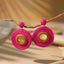 Bohemian Rattan Circle Braid Straw Drop Earrings for Vacation