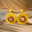 Bohemian Rattan Circle Braid Straw Drop Earrings for Vacation