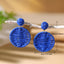 Bohemian Colorful Woven Round Rattan Straw Drop Earrings for Women