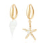 Bohemian Starfish Conch Shell Pearl Drop Earrings