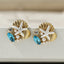 Marine Style Starfish Stud Earrings with Shell Pearls and Gemstones