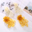 1 Pair Bohemian Flower Imitation Pearl Gauze Tassel Drop Earrings