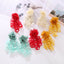 1 Pair Bohemian Flower Imitation Pearl Gauze Tassel Drop Earrings