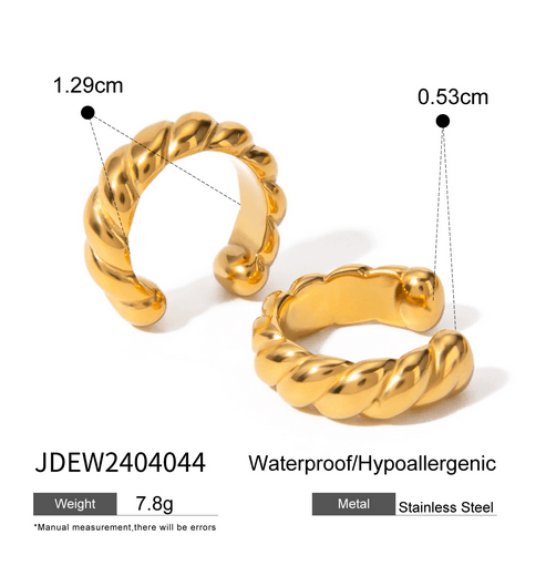 1 Pair Vacation Simple Style C Shape Asymmetrical 18K Gold Plated Stainless Steel Ear Cuffs