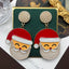 Vintage Christmas Santa Hat Pearl Drop Earrings