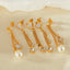 Vintage Cross Heart Crown Stainless Steel Pearl Zircon Drop Earrings Set