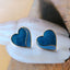Vintage Heart Shape Alloy & Mystic Blue 925 Silver Stud Earrings with Enamel Flower Design