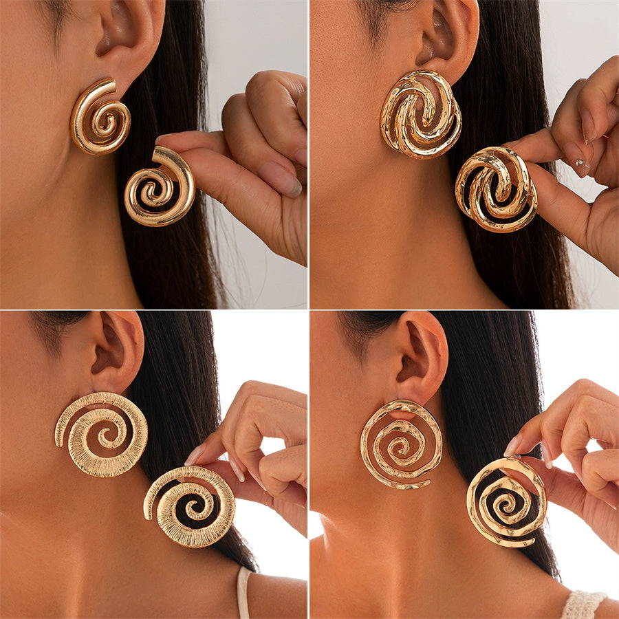 Vintage Spiral Copper Alloy Geometric Conch Earrings