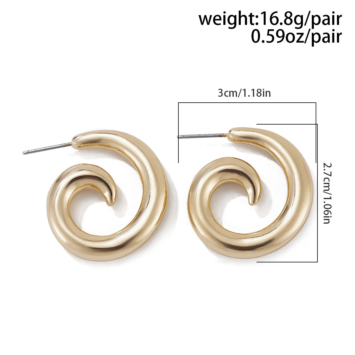 Vintage Spiral Copper Alloy Geometric Conch Earrings