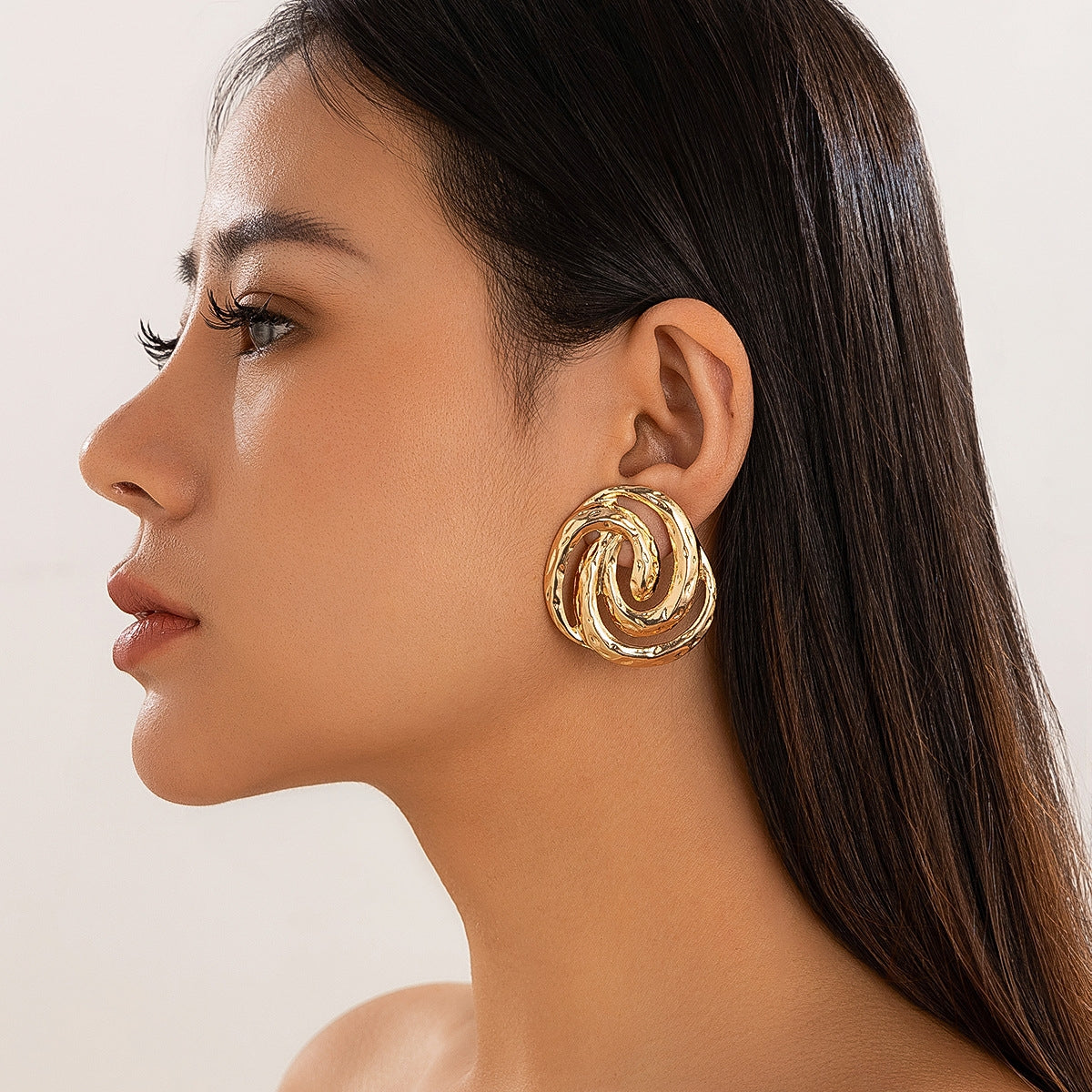 Vintage Spiral Copper Alloy Geometric Conch Earrings