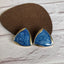 Vintage Triangle Alloy & Mystic Blue Enamel Resin 925 Silver Stud Earrings