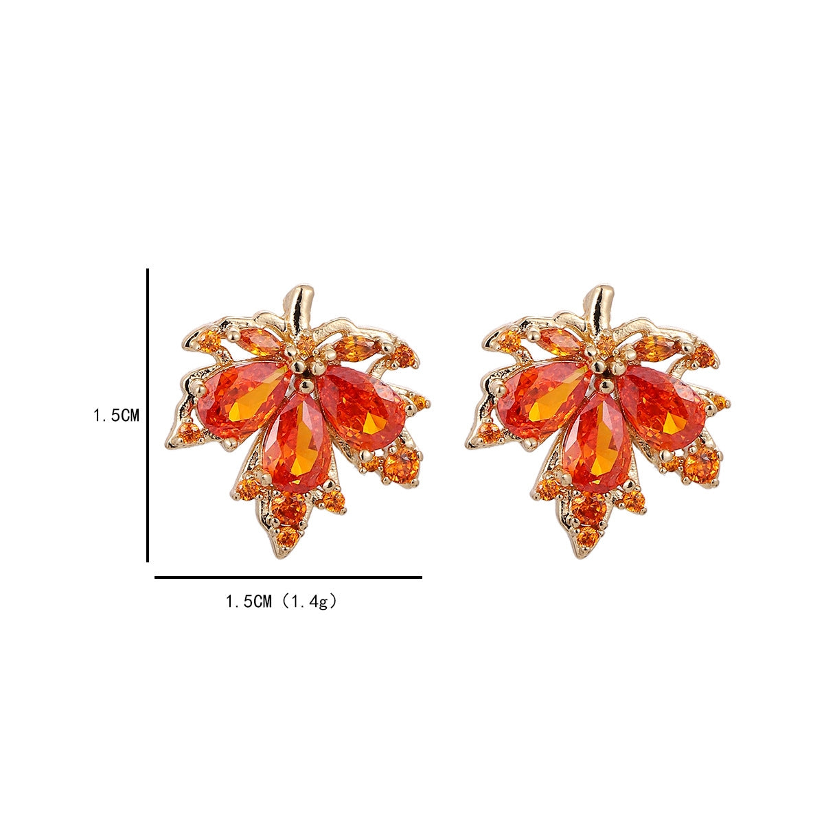 Vintage Leaf Alloy Stud Earrings - Red Maple Design, Elegant & Luxurious 2023 Collection