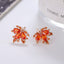 Vintage Leaf Alloy Stud Earrings - Red Maple Design, Elegant & Luxurious 2023 Collection