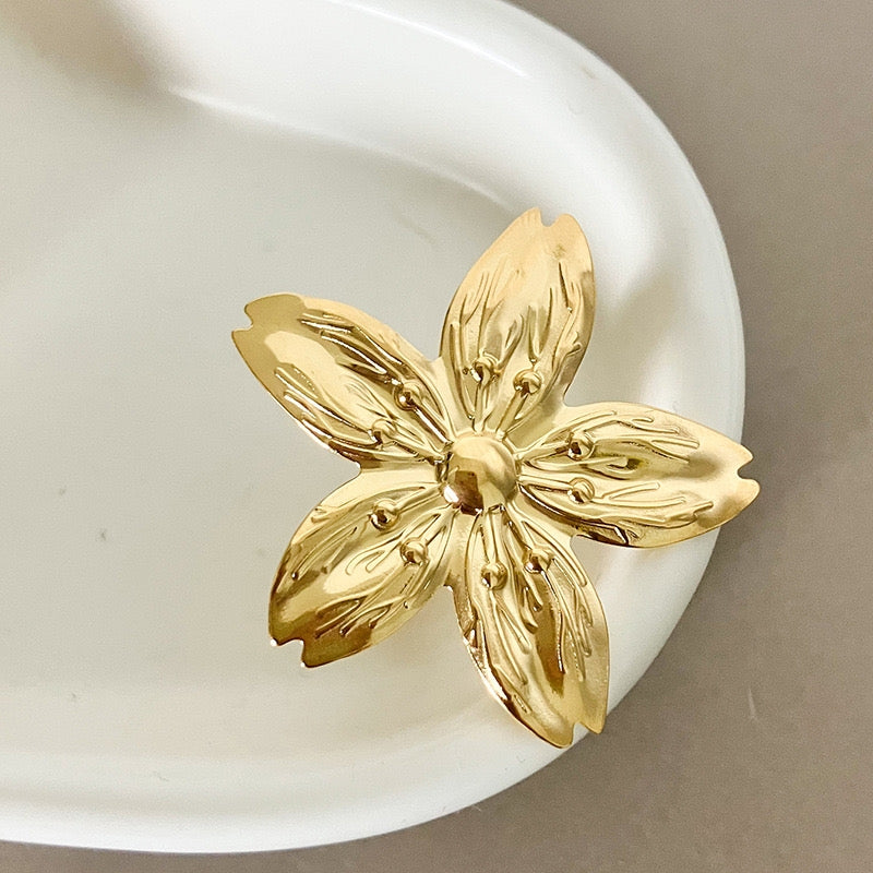 Vintage Bohemian Floral 18K Gold Plated Stainless Steel Earrings