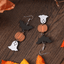 Vintage Pumpkin Patchwork Wood Ghost Bat Earrings