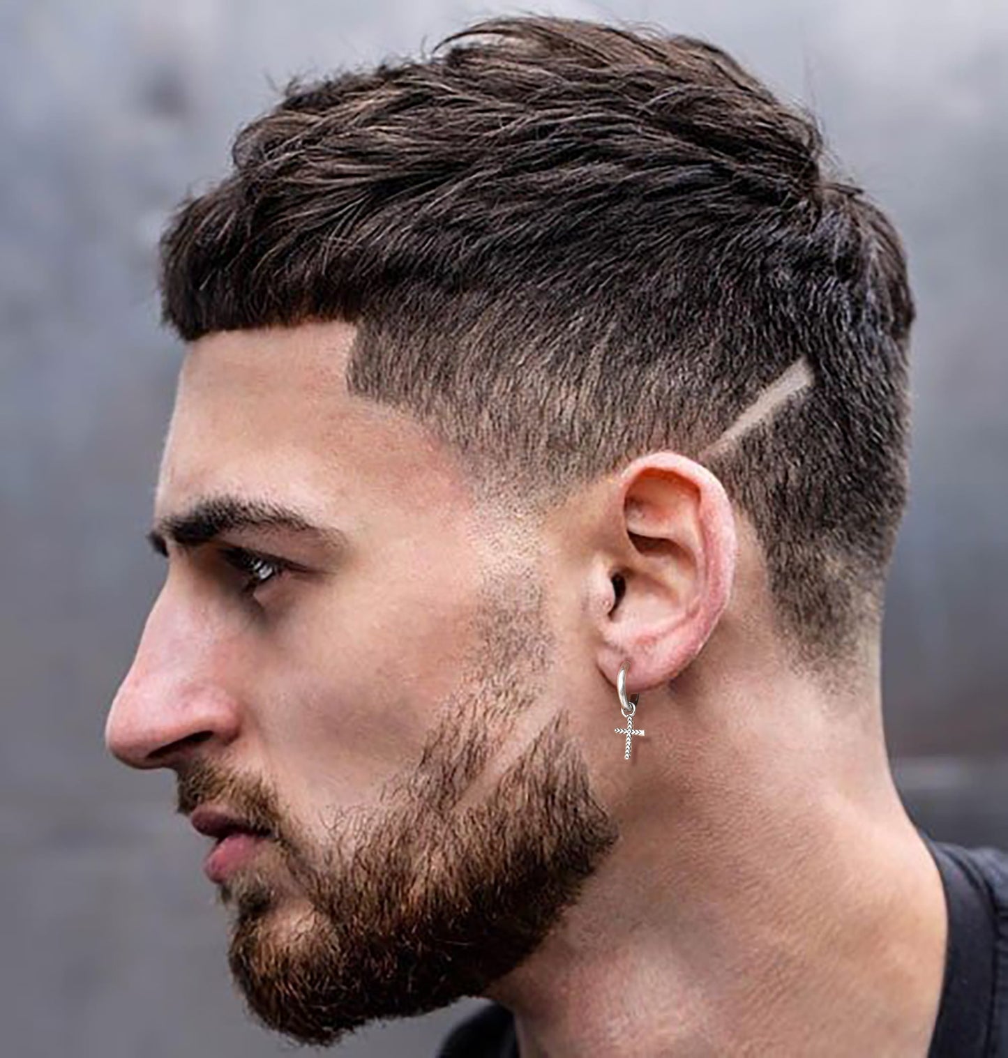 Vintage Punk Cross Stainless Steel Dangle Earrings for Men
