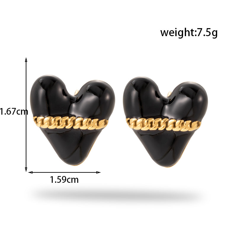 18K Gold Plated Stainless Steel Heart Round Design Earrings
