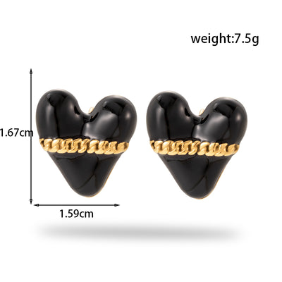 18K Gold Plated Stainless Steel Heart Round Design Earrings