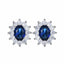 Vintage Oval Zircon Inlay White Gold Plated Ear Clips Studs