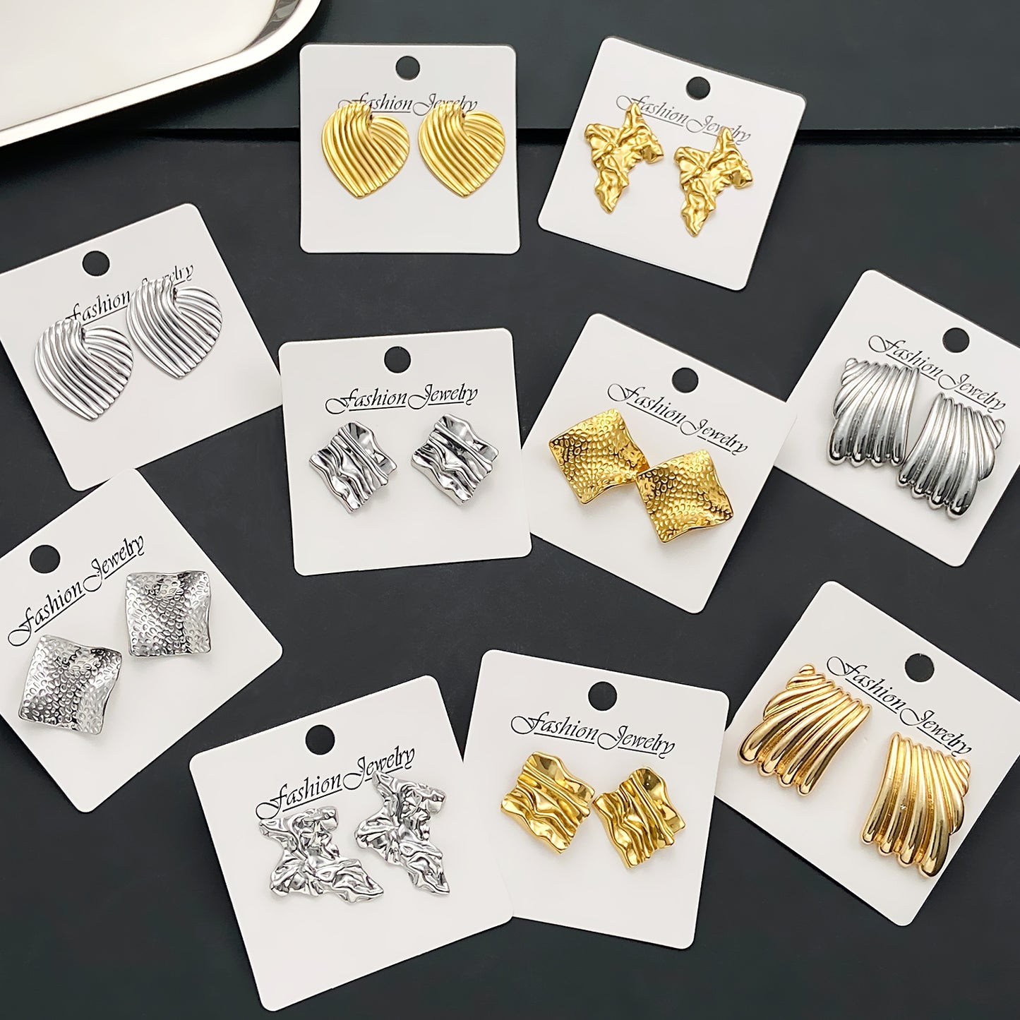 Vintage Heart & Geometric Flower Titanium Steel Earrings