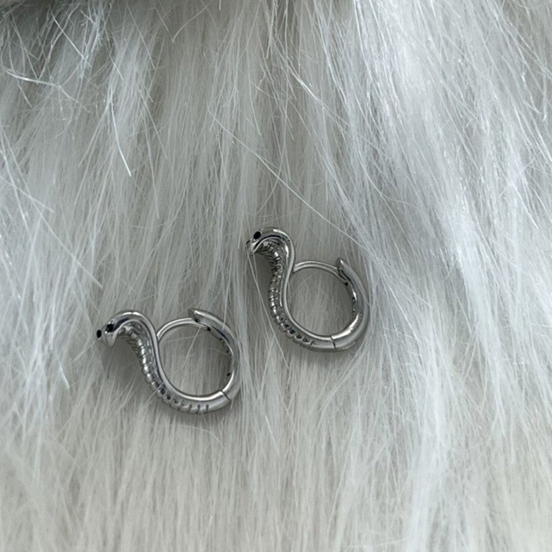 Vintage Snake Design Silver Plated Ear Cuff Earrings