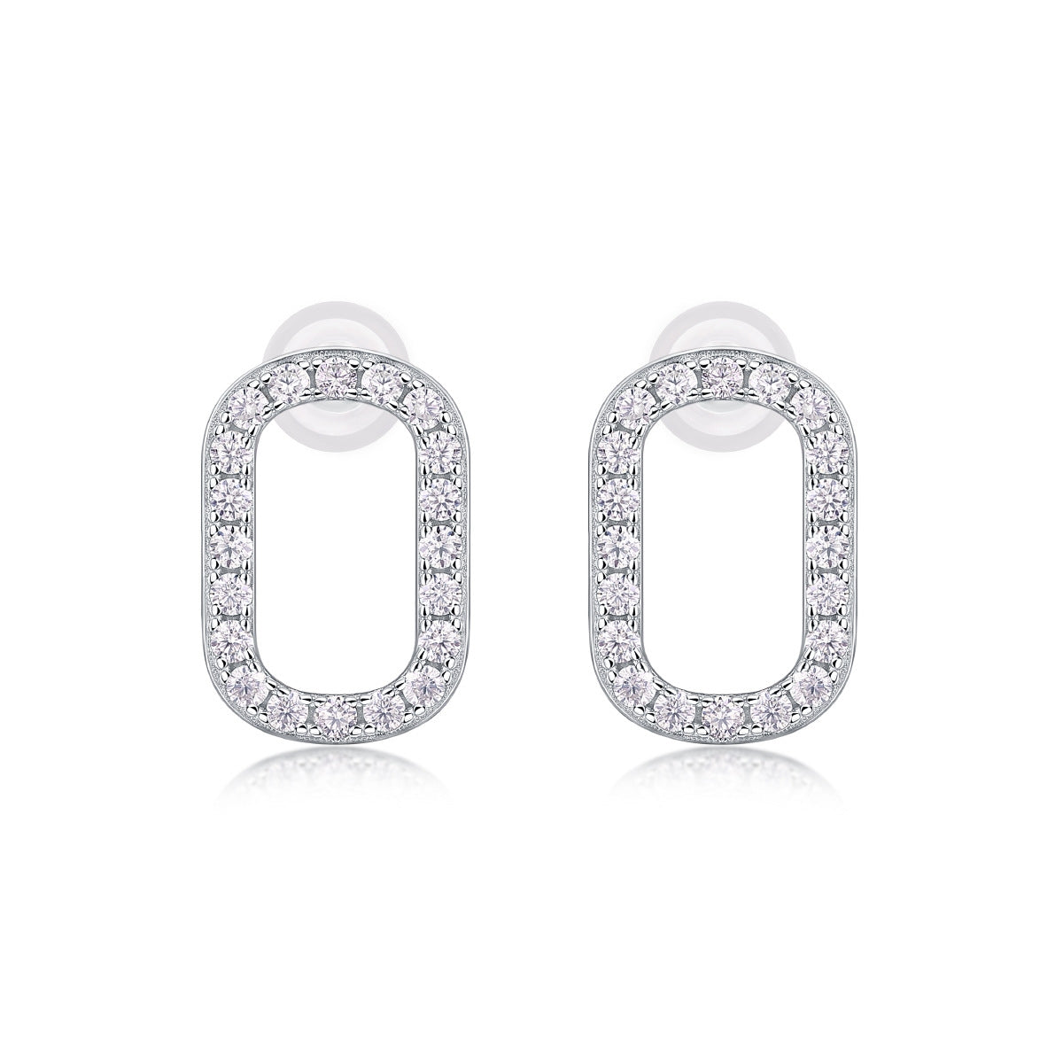 White Gold Plated Sterling Silver Moissanite Hoop Earrings