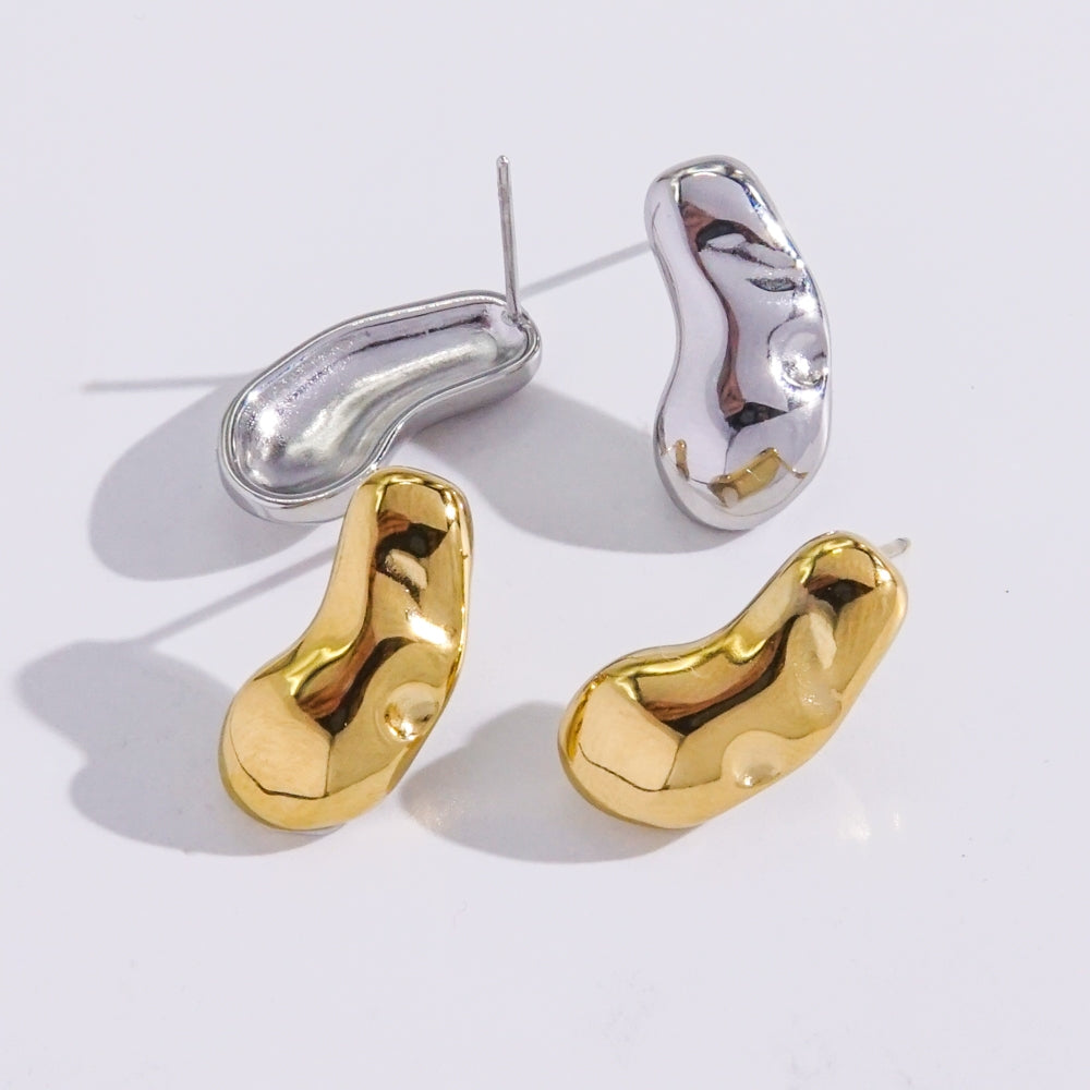 Y2K Geometric 14K Gold Plated Stainless Steel Pea Ear Studs