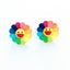 Cartoon Flower Resin Women's Ear Clips and Studs with Colorful Sunflower Design