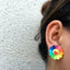 Cartoon Flower Resin Women's Ear Clips and Studs with Colorful Sunflower Design