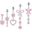 Heart Shape Zircon Inlay Stainless Steel Belly Ring Set