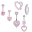 1 Piece 1 Set Belly Rings Hip-Hop Shiny Heart Shape 316 Stainless Steel  Copper Hollow Out Inlay Zircon Belly Rings