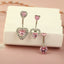 Heart Shape Zircon Inlay Stainless Steel Belly Ring Set