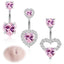 Heart Shape Zircon Inlay Stainless Steel Belly Ring Set