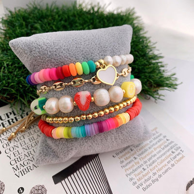 Modern Geometric Pearl & Bohemian Multi-Layered Beaded Bracelet Set for Women