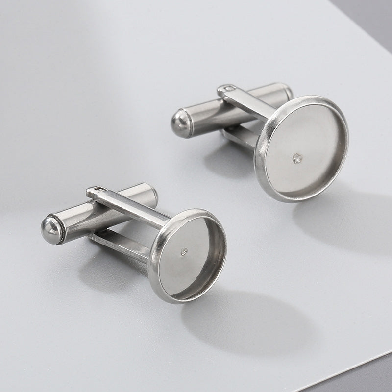 Stainless Steel Geometric Flower Cufflinks and DIY Jewelry Accessories