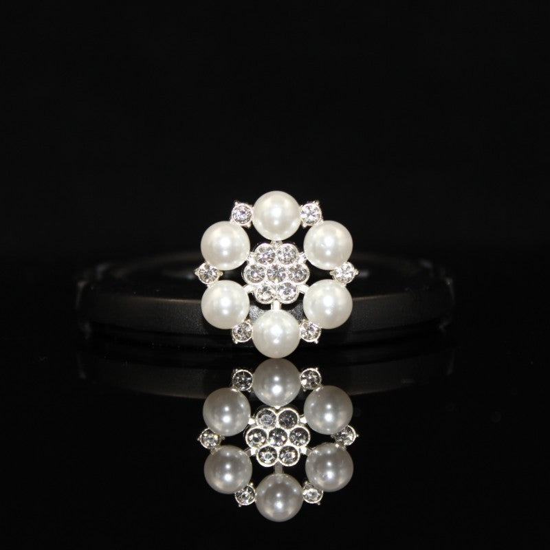 Zinc Alloy Rhinestone Pearl Flower Decorative Buckle 23mm