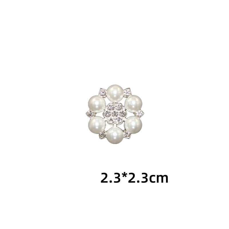 Zinc Alloy Rhinestone Pearl Flower Decorative Buckle 23mm