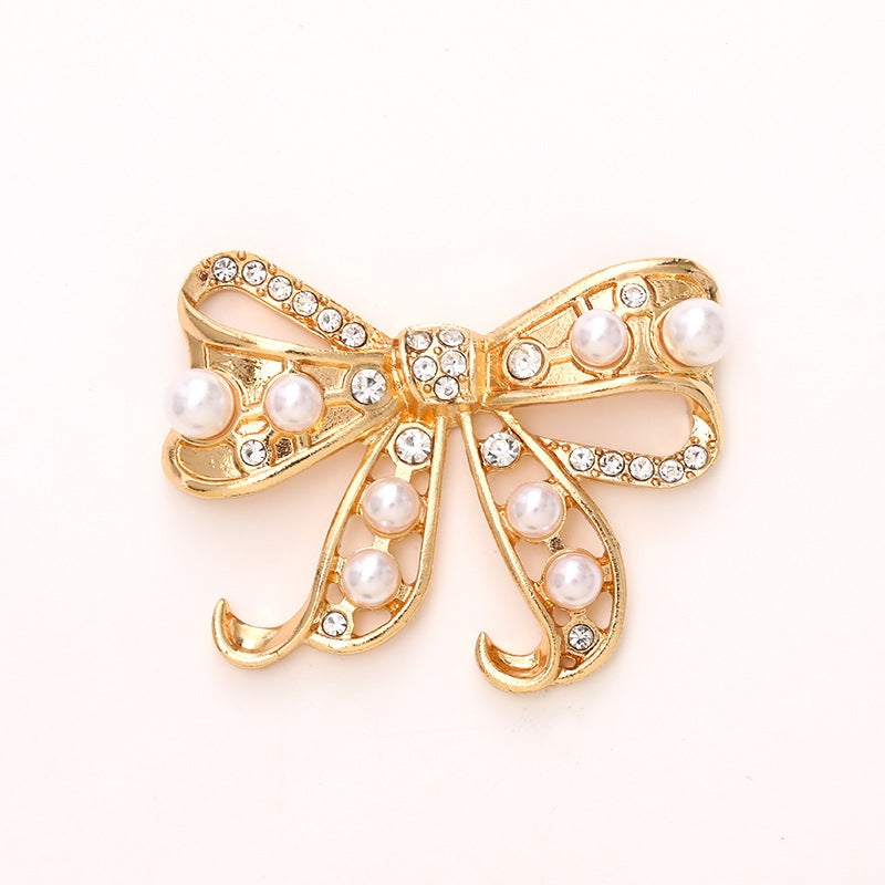 Zinc Alloy Rhinestone Pearl Bow Knot DIY Accessories for Phone Cases and Shoes