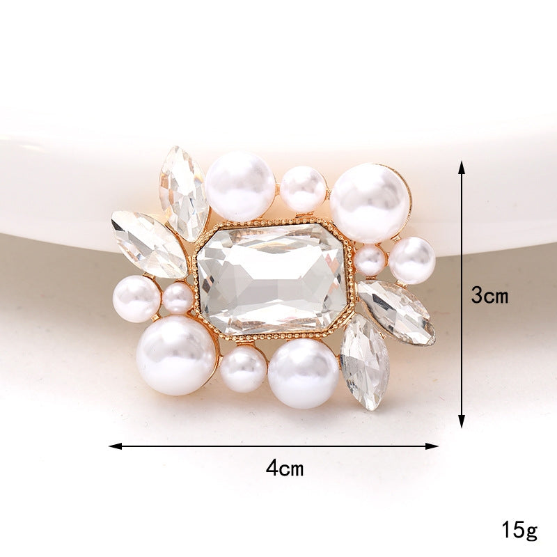 Zinc Alloy Rhinestone Pearl Rectangle DIY Jewelry Accessories