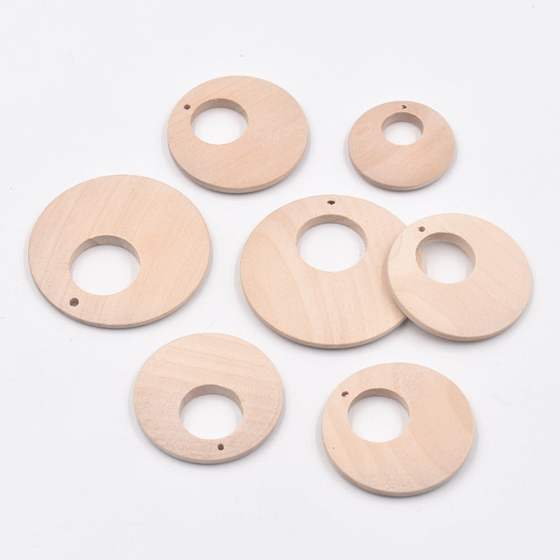 Wooden Geometric Round Pendant Earring Findings - 30mm/40mm/50mm