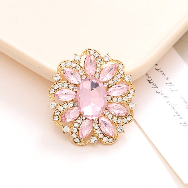 1 Piece 37x42mm Alloy Crystal Rhinestone Oval Flower DIY Accessories for Shoes and Phone Cases