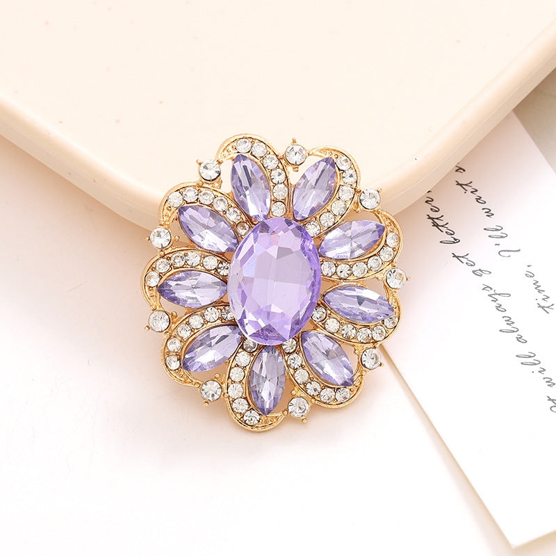 1 Piece 37x42mm Alloy Crystal Rhinestone Oval Flower DIY Accessories for Shoes and Phone Cases