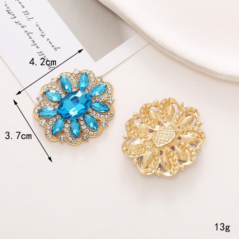 1 Piece 37x42mm Alloy Crystal Rhinestone Oval Flower DIY Accessories for Shoes and Phone Cases