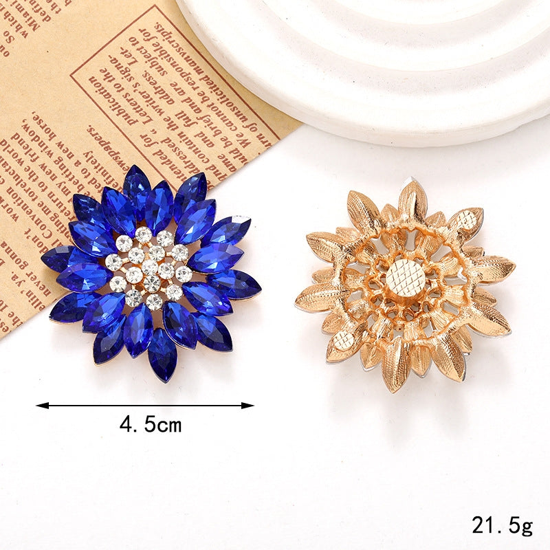 Zinc Alloy Crystal Rhinestone Sunflower DIY Accessory 45x45mm