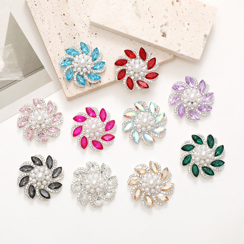 4cm Zinc Alloy Flower Gemstone and Crystal DIY Ornament Accessories