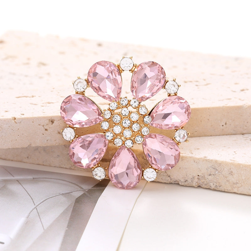 4cm Zinc Alloy Gemstone Crystal Flower DIY Ornament Beads Accessories