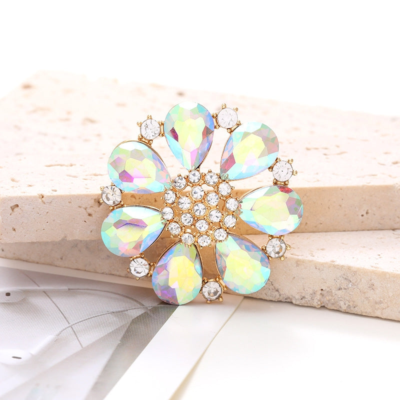 4cm Zinc Alloy Gemstone Crystal Flower DIY Ornament Beads Accessories